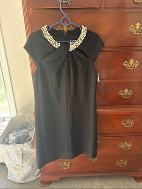 Eliza J Black Mini Dress with Jeweled Collar